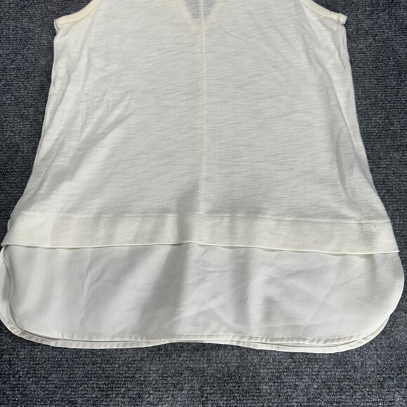 J Crew Top Womens XS Tank Keyhole Back Curved Hem Pullover Stretch Knit Ivory - Picture 2 of 7